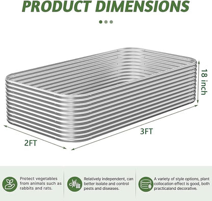 2 Pack Tall Corrugated Galvanized Steel Raised Garden Bed Outdoor, Metal Above Ground Garden Bed for Vegetables and Flowers, Raised Beds for Gardening-3x2x1.5FT