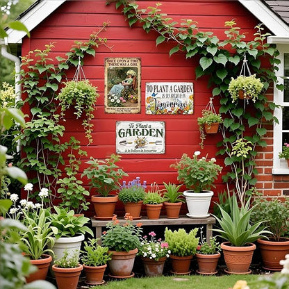 Garden Metal Tin, A Girl Loves Dogs and Gardening Sign | Funny Wall Art for Outdoor Garden Yard Porch Patio Backyard Wall Decor,Gardening Gifts for Women