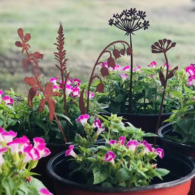 Metal Flowers Garden Stakes | 5Pcs，Easy to use, no maintenance required