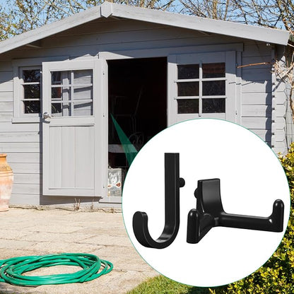 20 Pcs Storage Shed Tool Hooks Black Tool Hanger Compatible with Suncast Shed Accessories for Hanging Storage Shelves Organizer Accessories Parts Replacement Screws Brackets Ladders(J/v)