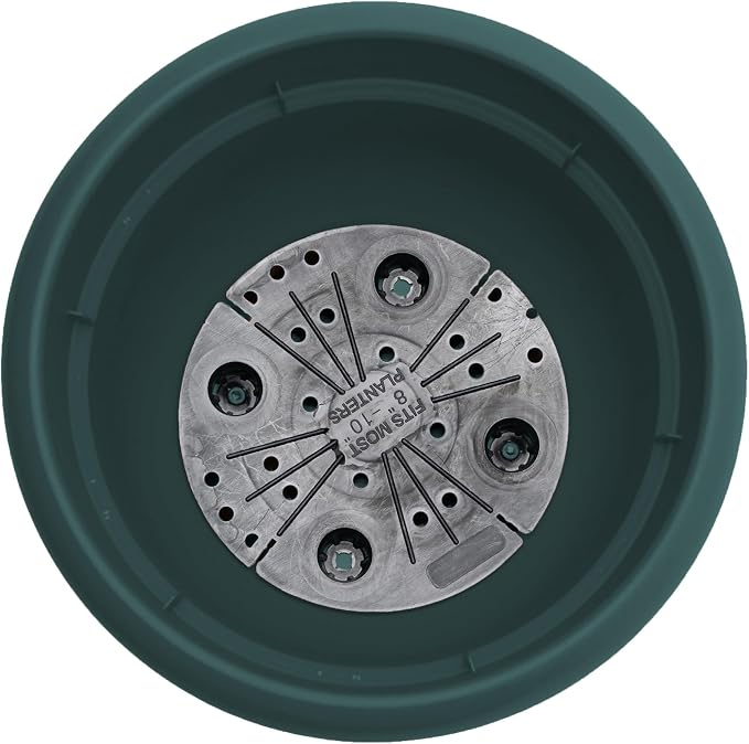 Bloem Ariana 16" Plastic Self-Watering Planter, Charleston Green, 2-Pack | Self-watering disk at the bottom of each pot that acts as a water wick and reservoir for optimal plant health