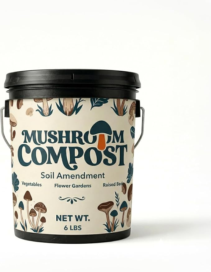 Mushroom Soil Compost Pail, Organic Nutrient-Rich Garden Soil for Vegetables, Flowers, Raised Beds, Lawn & Planting Mix (6 lb)