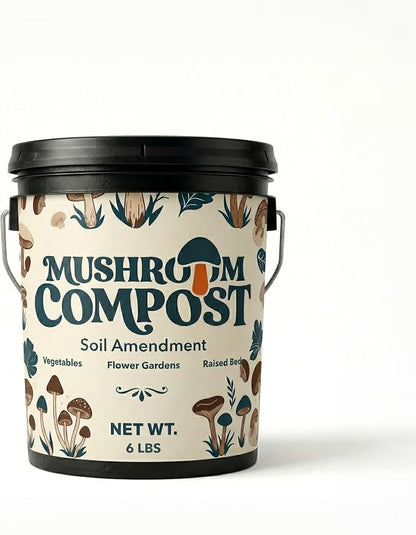 Mushroom Soil Compost Pail, Organic Nutrient-Rich Garden Soil for Vegetables, Flowers, Raised Beds, Lawn & Planting Mix (6 lb)
