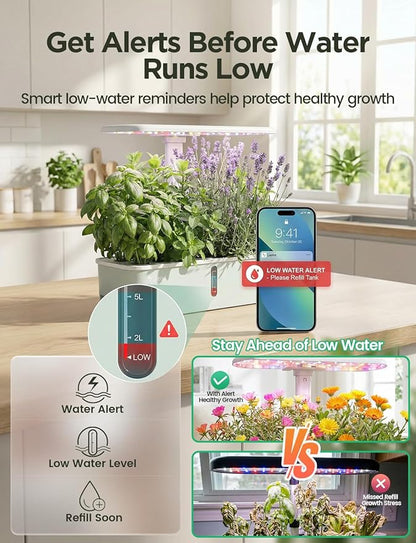 LetPot LPH-Air Hydroponics Growing System Kits, APP & WiFi Controlled Smart Indoor Garden with Adjustable 24W Grow Light Full Spectrum, 10 Pods Planter Indoor Gardening for Gifts, Kitchen, Vegetable