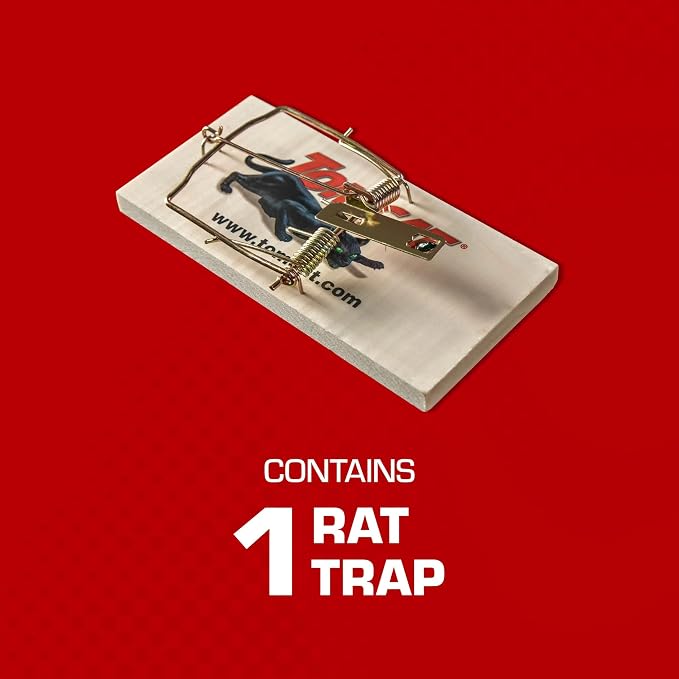 Tomcat Rat Trap (Wooden), 1 Trap | Disposable Non-Chemical Rat Trap for Homes, Garages and Basements, Single Pack
