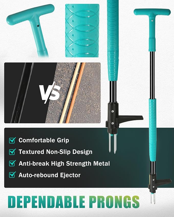 Breeze Touch 39" Weed Pulling Tool, 3-Claw Detachable Weed Puller Tool with Long Handle, Heavy Duty Stand Up Weeder Weeding Tool for Lawn, Yard, Garden, Crabgrass, Dandelion Picker, Weed Remover | 3-Claw Weed Puller Tool，Weed Pulling Tool with Long Han...