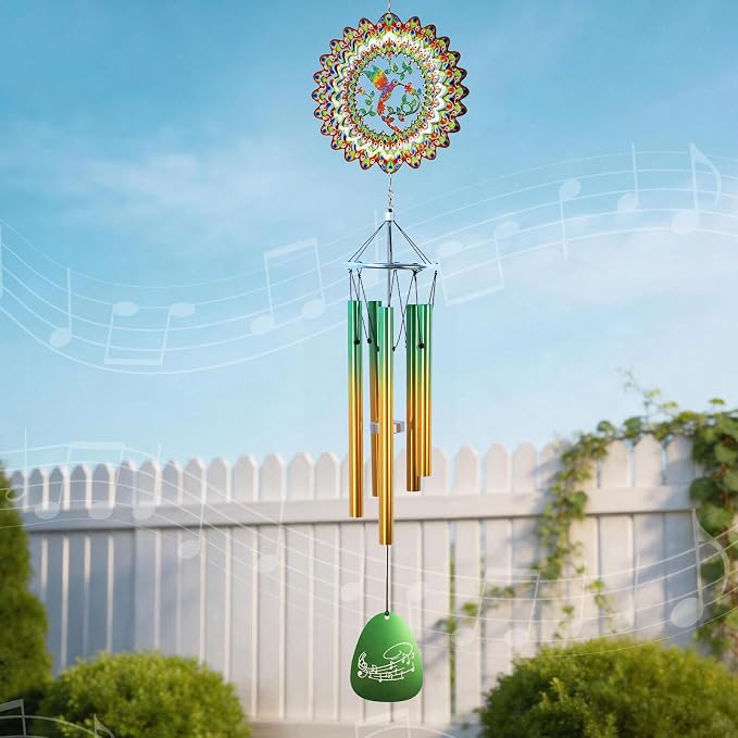 Aoedelyart Wind Chimes for Outside with Hummingbird Wind Spinner,33" Memorial Wind Chimes Outdoor Decor for Zen Garden Patio Home,Best Gifts for Mom Women Father Grandma Neighbors,Christmas Ornaments