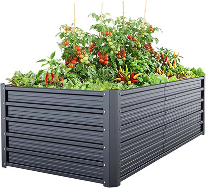 Ohuhu 6x3x1.9 FT Metal Raised Garden Bed Outdoor, Reinforced Deep Root Galvanized Steel Rustproof Planter Box, 100% Non-Toxic, 256 Gal Heavy Duty Tall Raised Beds for Growing Vegetables Flowers Herbs