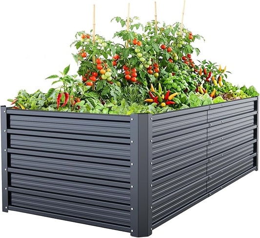 Ohuhu 6x3x1.9 FT Metal Raised Garden Bed Outdoor, Reinforced Deep Root Galvanized Steel Rustproof Planter Box, 100% Non-Toxic, 256 Gal Heavy Duty Tall Raised Beds for Growing Vegetables Flowers Herbs