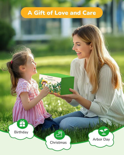 Kids Gardening Set Toys, Quality Garden Tool Kit for Kids and Toddlers, Includes Two Shovels, Garden hat,Rake, Apron,Gloves, Watering Can, and Tool Bag (Green)