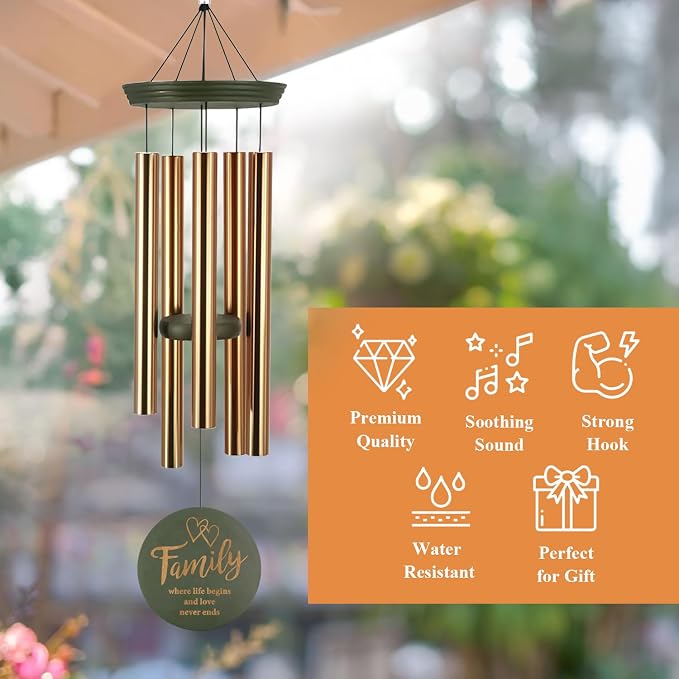ASTARIN Wind Chimes for Outside, Large Outdoor Windchimes with Engraved Tree of Life, Premium Tuned Metal Chimes for Mother/Grandma, Home & Garden Decor with Soothing Tone