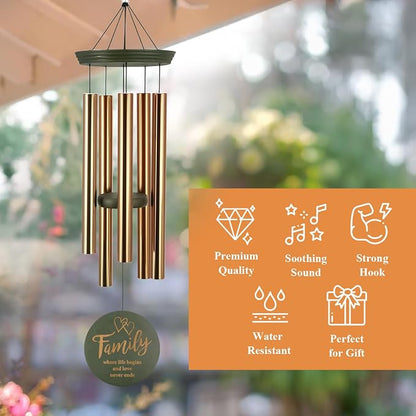 ASTARIN Wind Chimes for Outside, Large Outdoor Windchimes with Engraved Tree of Life, Premium Tuned Metal Chimes for Mother/Grandma, Home & Garden Decor with Soothing Tone