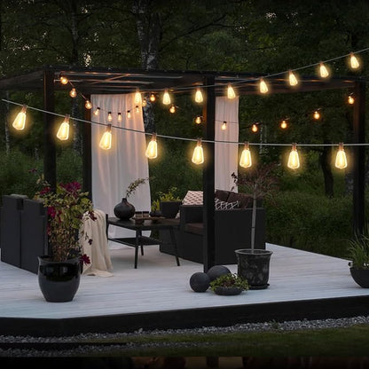10FT Outdoor String Lights - LED Waterproof Patio Lights with Shatterproof ST38 Edison Plastic Bulb, Connectable Hanging Lighting for Outside Indoor Backyard Yard Gazebo Porch Party Decor - SOLROS