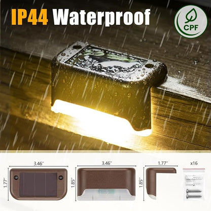 SOLPEX Solar Deck Lights Outdoor, Waterproof Led Lights for Outdoor Stairs, Step, Fence, Yard, Patio, and Pathway(24 Pack Warm White)