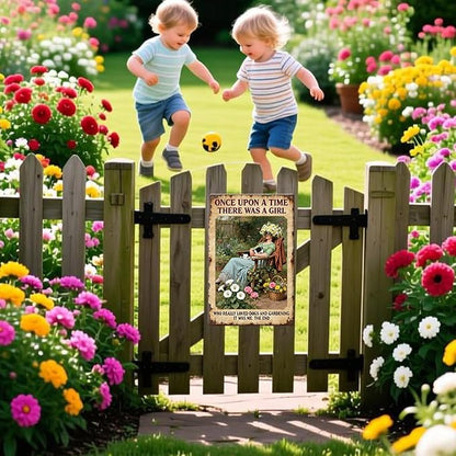 Garden Metal Tin, A Girl Loves Dogs and Gardening Sign | Funny Wall Art for Outdoor Garden Yard Porch Patio Backyard Wall Decor,Gardening Gifts for Women
