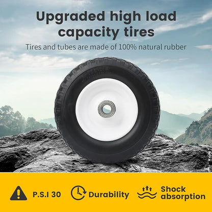 MaxxHaul 12" Flat Free Solid Tire 4.10/3.50-6" Wheel with 1" Bore with 5/8" Adapter - Double Sealed Bearings 3.75" Center Hub - Trailer Dolly/Wheelbarrow Replacement - 330 lb Capacity 1-Pack (51067)