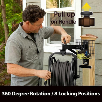 Liberty Garden 712-B Single Arm Navigator Multi-Directional Garden Hose Reel, Holds 125-Feet of, 5/8-Inch, Black