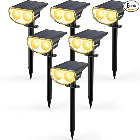 Kyosho Solar Spot Lights Outdoor, IP67 Waterproof 38 LED Solar Powered Landscape Spotlights for Yard, Garden, Driveway, Walkway, Auto On/Off, 3 Modes, 6 Pack