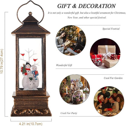 Christmas Lantern Musical Snow Globe, Lighted Xmas Snowman Water Snow Globe | Sparkling Sequins, 8 Melodies And Automatic Timer Exquisite Christmas Decorations,Perfect For Home And Holiday Parties Gifts