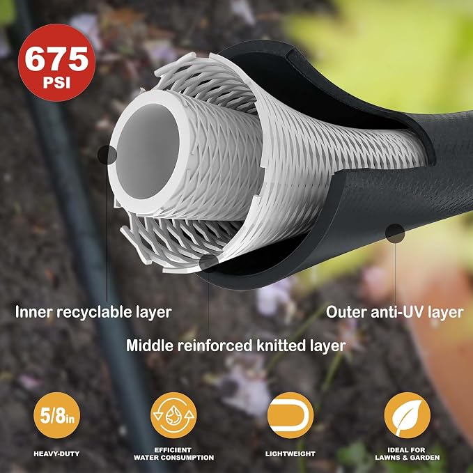 Reel Leader Hose for Garden: 15FT 5/8" Female to Female Hose with 3/4" GHT Brass Fittings - No Kink for Longer Faucet to Reel Distance - Short Water Hose for Yard Watering Outdoor Cleaning