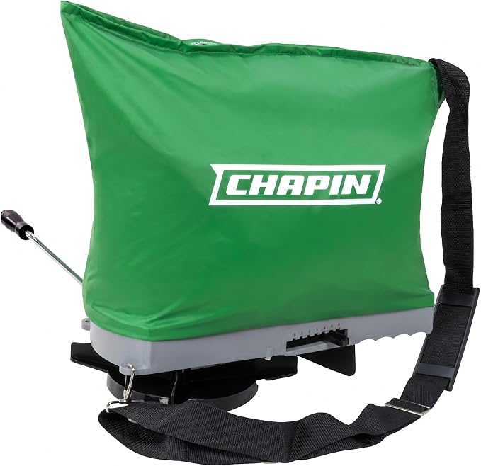 Chapin 25lb Handheld Seed Spreader, Waterproof Design | Grass Seed, Fertilizers, Granular Material, Waterproof, 6 Settings, Enclosed Gears, Rear Baffle, Adjustable Gravity Flow