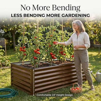 SnugNiture Galvanized Raised Garden Bed 8x4x2FT Outdoor Large Metal Planter Box Steel Kit for Planting Vegetables, Flowers