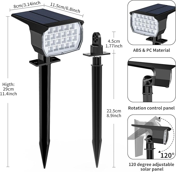WENATY Solar Spot Lights Outdoor Color Changing, [7 Mode/2 Pack] Christmas Landscape Spotlights, Solar Lights Outdoor Waterproof, Solar Led Powered Flood Light for Outside Pathway Yard Garden Walkway