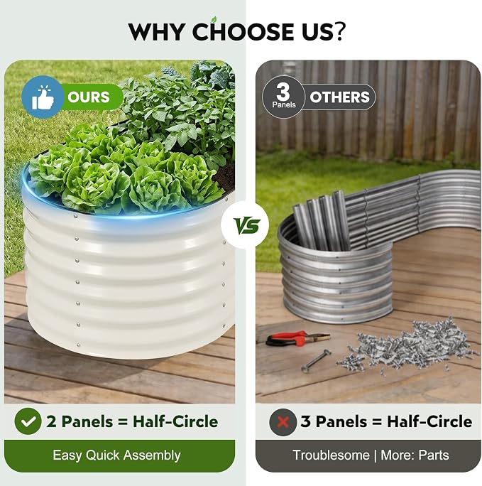 2 Pack 5x2ft Raised Garden Bed for Outdoor Gardening, 17" Tall Planter Raised Beds, 4 in 1 Galvanized Raised Garden Bed for Deep Root Vegetables Flowers Herbs - White