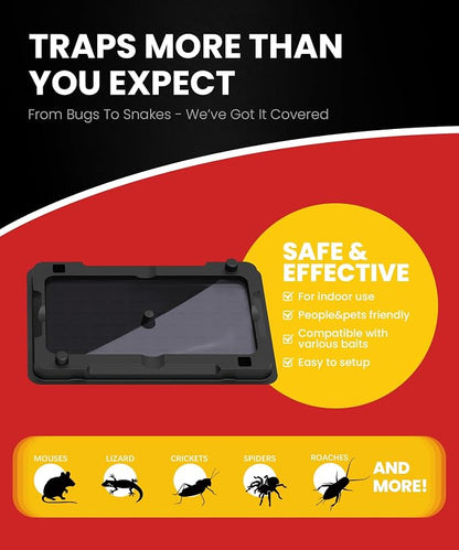 Wowcatch Sticky Mouse Traps Indoor for Home - 12 Pack Glue Traps for Roaches, Spider, Lizard, Rodent Catcher for Kitchen, Garage, Glue Boards for Insects, Pet Safe Pest Control, Non-Toxic, Small Size