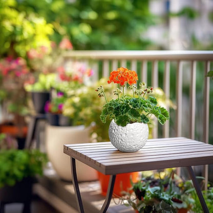 4 Inch Plant Pots - Ceramic Pots for Plants with Drainage Hole, Small Planter for Indoor Outdoor, Unique Succulent Pot, Decorative Modern Round Planter, Desk Decor, Plant Lover Gifts, White
