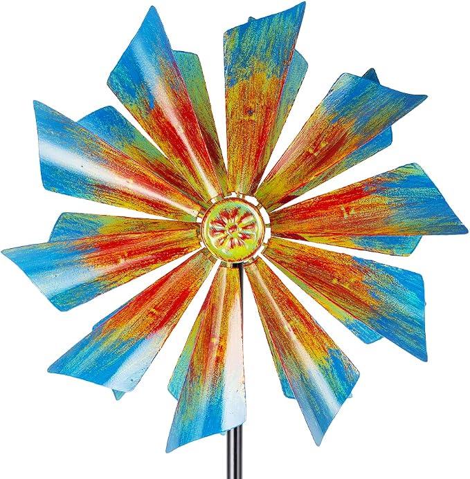 Stargarden 12.8" Outdoor Wind Spinner, Colorful Kinetic Metal Wind Spinners | Metal Yard Art for Garden Yard Patio
