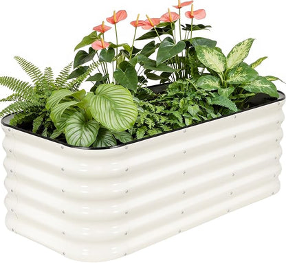 4×2×1.4FT Galvanized Raised Garden Bed Outdoor, Metal Raised Garden Bed Kit, Large Planter Raised Beds, 3 In1 Modular Raised Planter Box Outdoor,Raised Beds for Gardening for Vegetables Flowers Herbs