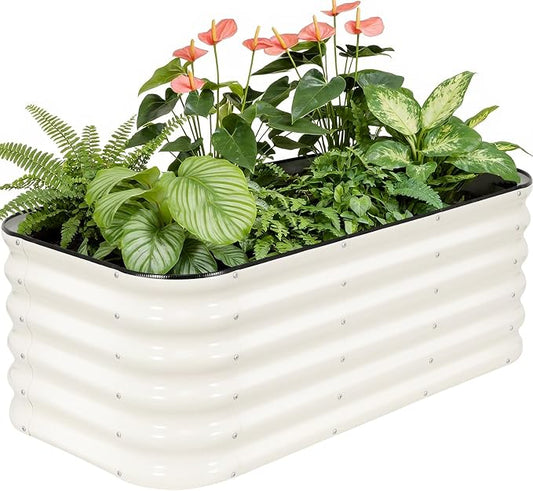 4×2×1.4FT Galvanized Raised Garden Bed Outdoor, Metal Raised Garden Bed Kit, Large Planter Raised Beds, 3 In1 Modular Raised Planter Box Outdoor,Raised Beds for Gardening for Vegetables Flowers Herbs