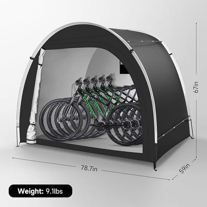 Bike Storage Tent Sheds - Outdoor Storage Waterproof, Upgraded 6.56x4.92x5.58ft Bicycle Shed Tent, Portable Bike Covers Shelter with Carry Bag for Motorcycle, Garden Tool - Medium