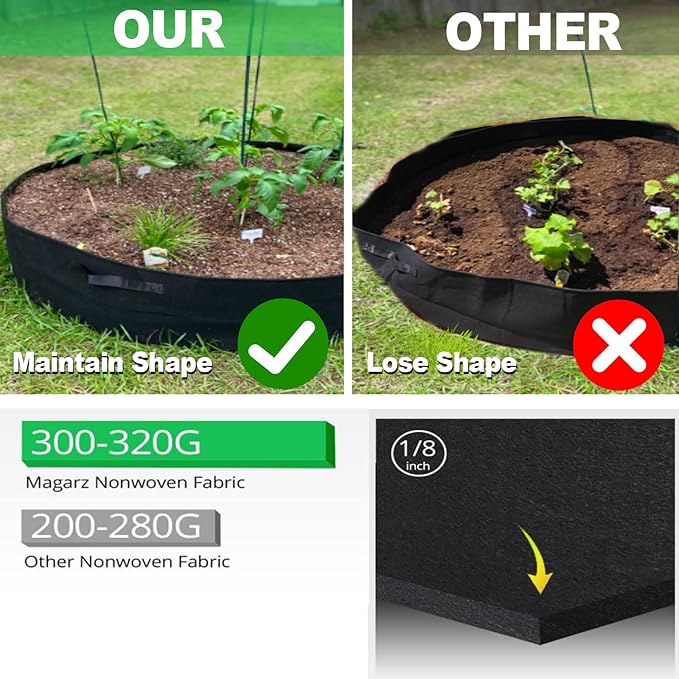 ZtohPyo 15 Gallon Plant Grow Bags, Round Fabric Raised Garden Beds Planter Pots with 2 Handles,Durable Breathe Cloth Planting Bed Gardening Container to Grow Vegetables for Outdoor Plants