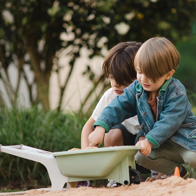 Dantoy: Green Garden - Wheelbarrow Playset - 4 Pieces, Pretend Gardening, Realistic Garden Tool Toys, Recycled Plastic, Kids & Toddlers Ages 2+