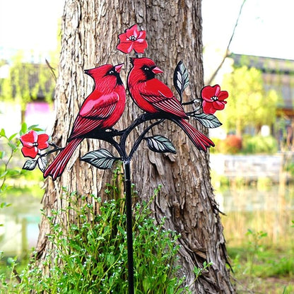 Red Cardinal Garden Stake - Metal Outdoor Decor for Patio & Yard(Red Cardinal-b)