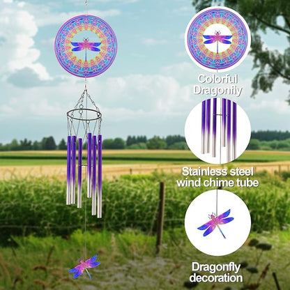 Wind Chimes with Dragonfly Wind Spinner, Gifts for Men, Women, Retirement, Teacher, Parents - Outdoor Hanging Decor Clearance for Garden, Patio, Backyard Or Porch