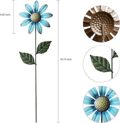 HUTHDAK Metal Flowers for Outside,8 Pack 16.15" Decorative Garden Stakes with Swaying Flowers Head Yard Art,Spring Garden Decor for Lawn, Pathway & Garden