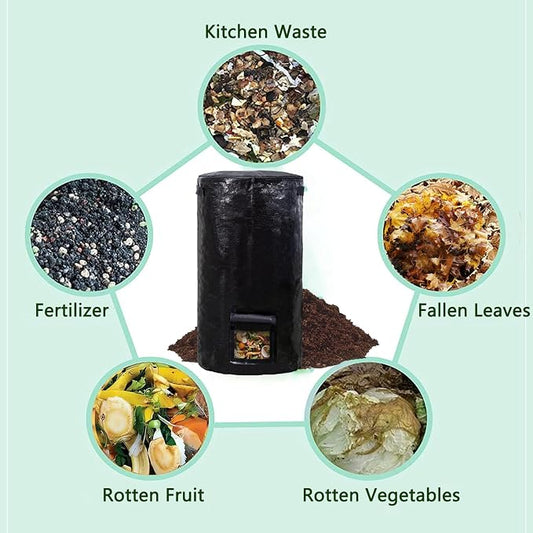 Compost Bin Bags 34 Gallon Garden Compost Bags Outdoor Reusable,Organic Waste Garden Yard Compost Bag Collapsible Leaf Lawn Bags Gardening Container