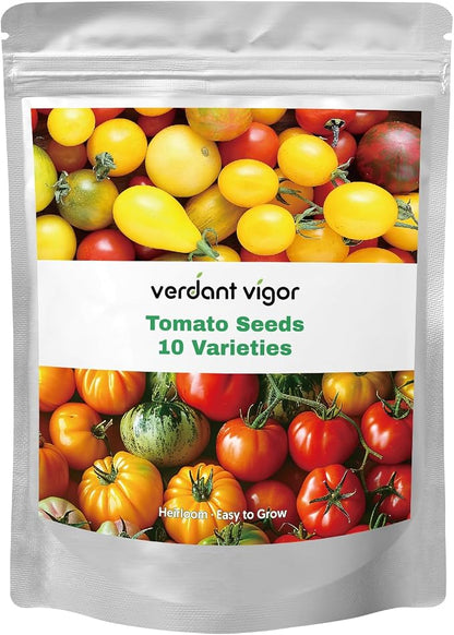 1,500+ Tomato Seeds, 10 Varieties Salad Tomato Seeds Garden Kit | Heirloom Vegetable Seed for Planting Indoor Outdoor, Non-GMO Home Hydroponic Fresh Food Veggie Supply