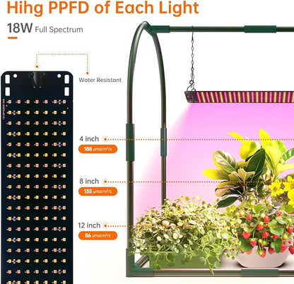 Bstrip Mini Indoor Greenhouse with Grow Lights, 27.2" L X 19.9" W X 27.2" H Desktop Small Greenhouse with Zippered Door and PVC Cover for Seed Starting, 1.6FT Plant Light for Indoor Plants with Timer