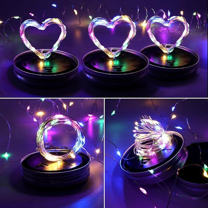 Solar Mason Jar Lights, 12 Pack 30 LED Firefly Fairy String Lights, Waterproof Outdoor Solar Mason Jar Lid Lights with Hangers(NO Jars) for Patio Garden Yard Wedding Decoration - Multicolor