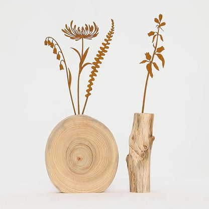 8-Piece Wildflower Metal Flower Garden Stakes | Flower Bed Accent, Pot and Patio Display, Rustic Metal Finish, Yard Art Style