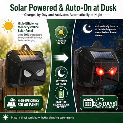 4 Pack Solar Predator Eyes Nocturnal Animal Repellent Outdoor,Auto Activate Animal Deterrent Predator Lights for Coyote,Racoon,Foxe,Skunk,Deer,Red LED Wildlife Guard for Yard, Garden,Farm,Chicken Coop