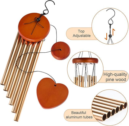 Wind Chimes for Outside – 25.5" Aluminum Windchimes Outdoors for Garden, Patio Decor, Memorial Gifts for Mom, Sympathy Gift for Loss of Loved One, Sister Gifts for Birthdays, Mother's Day(Gold)