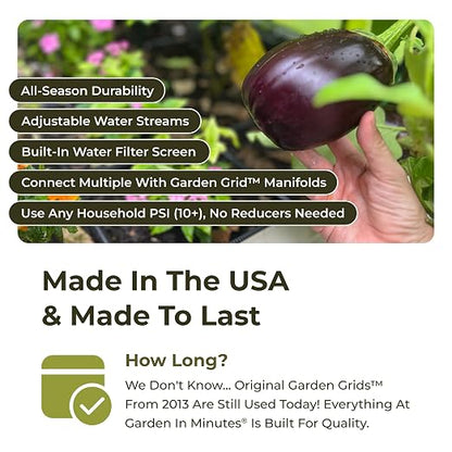 Garden Grid Watering System, 2x4 | Drip Irrigation System for Garden Beds - But Better | Pre-Assembled, Waters Every Plant, 1-Minute Setup, Lasts 5-10x Longer Than Drip | USA-Made Quality | 22.5"x44"