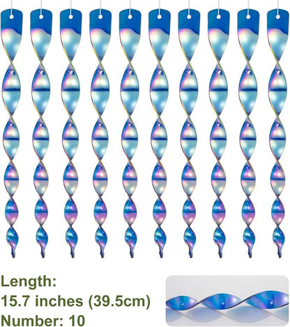 OFFO Large Bird Scarer Rods, 15.7 in (10 PCS) Reflective Bird Device Outdoor Bird Scarer to Keep Pigeon and Woodpecker Away from Garden or Yard, Blue