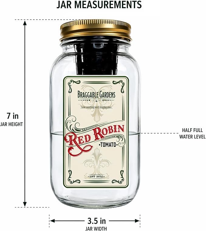Red Robin Cherry Tomato Indoor Garden Kit – Mason Jar Hydroponic Tomato Grow Kit – Windowsill Countertop Tomato Planter – Grow Tomatoes Indoors