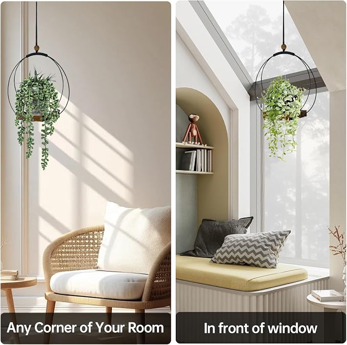 Adnkwolivt Hanging Planters for Indoor Plants - Plant Hanger Outdoor Pack of 2, Metal Plant Hanger Mid Century, Hanging Wall Ceiling Window, Gift for Mom, Plant Lovers, Housewarming